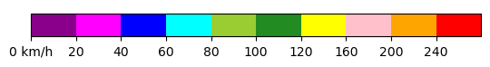 HRW color legend, windspeed intervals intervals