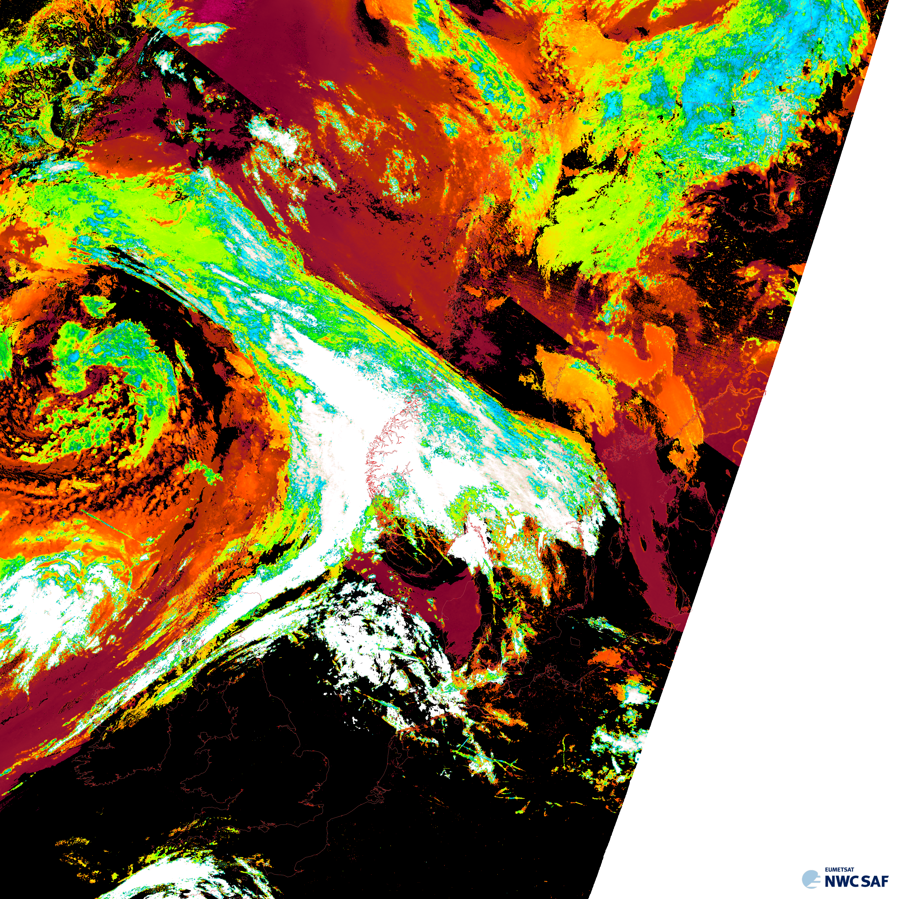 Alternating picture: Cloud Top Height, RGB and Cloud Type