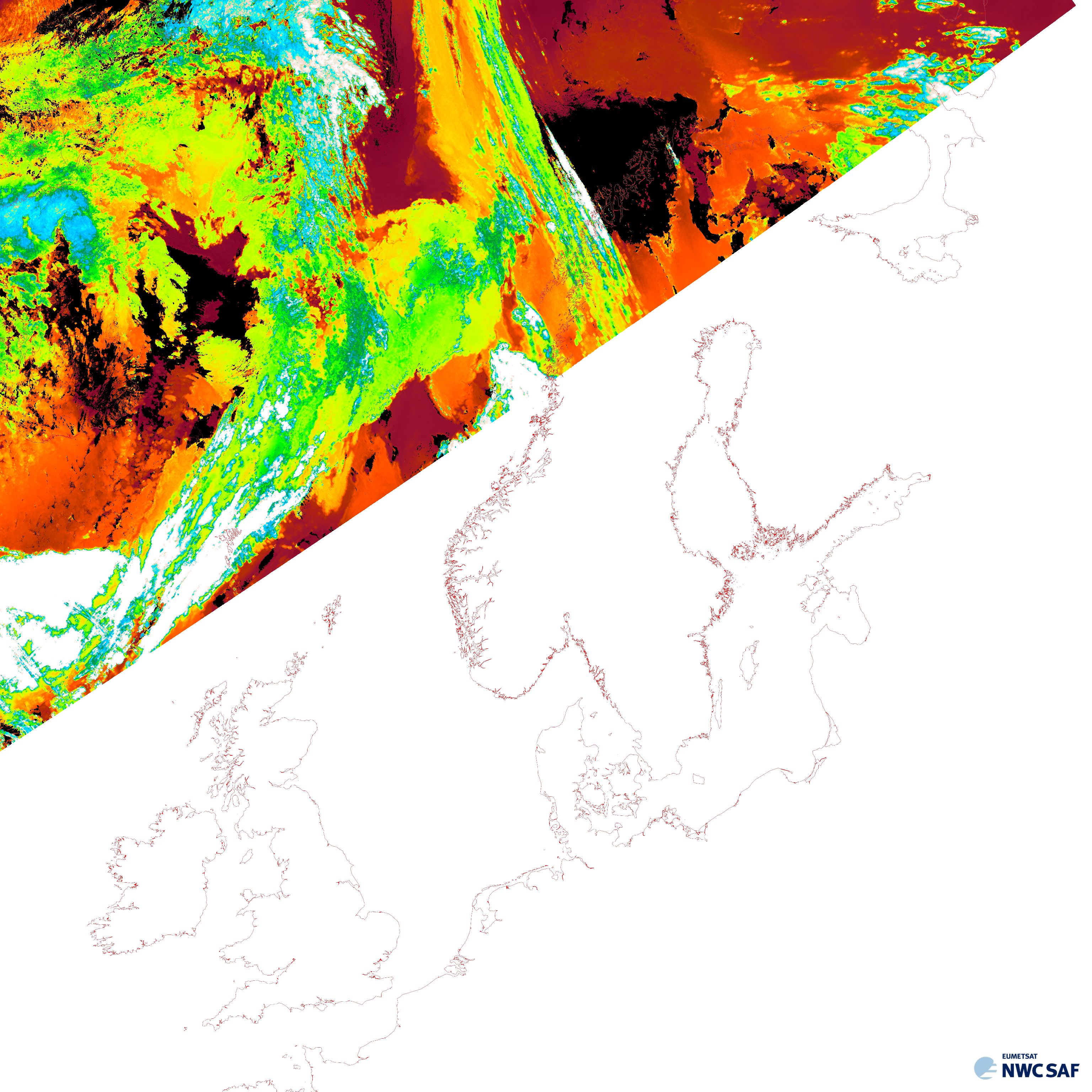 Alternating picture: Cloud Top Height, RGB and Cloud Type